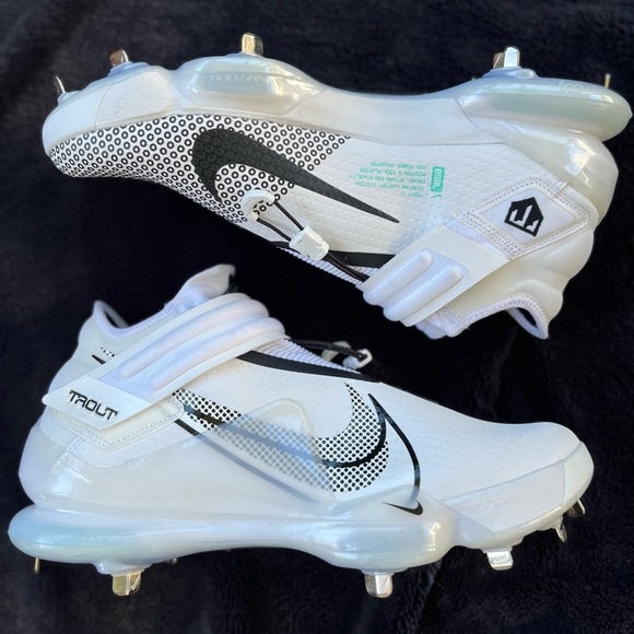 Nike Force Zoom Mike Trout 7 Baseball Cleats White Black Size 14 New Without Tag - Picture 1 of 8